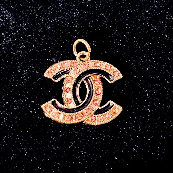 CHANEL Jewelry - CHANEL Pink Crystal and Black Enamel Charm with Iconic CC Design
